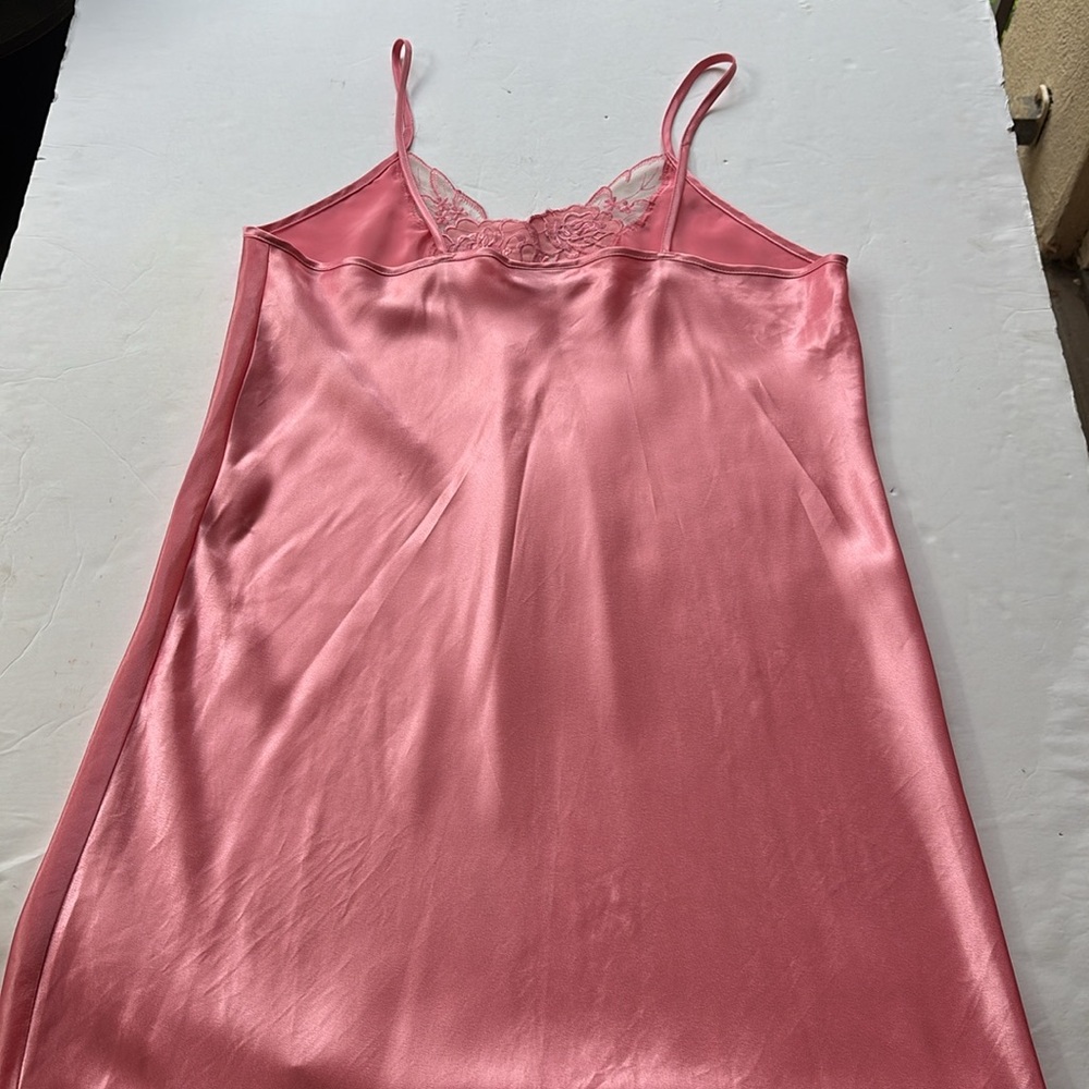 Vintage 90s Slip Dress Barbie Pink Girly Coquette Midi Lace Floral Medium 80’s M - Picture 7 of 17